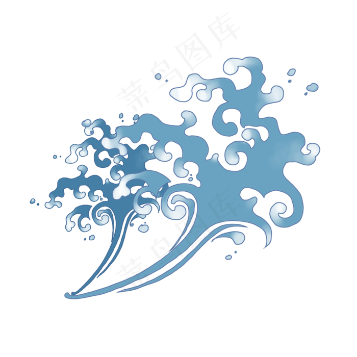 蓝色的浮世绘风格海浪