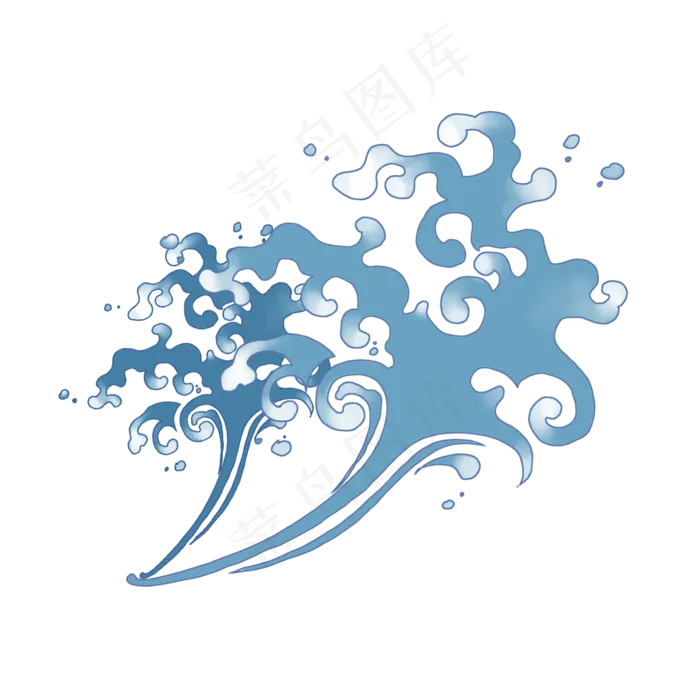 蓝色的浮世绘风格海浪