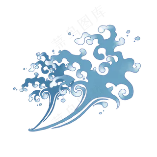 蓝色的浮世绘风格海浪