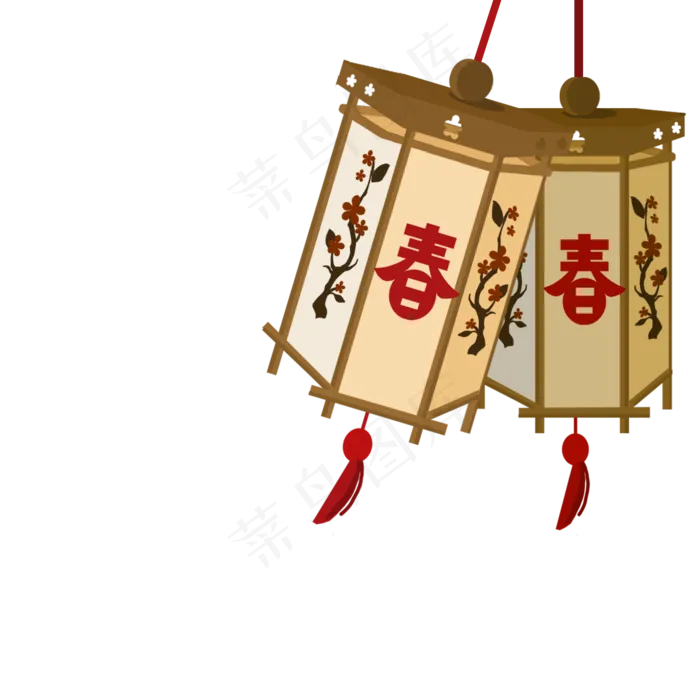 元宵节节日灯笼漂浮挂件,免抠元素(2000*2000px)psd模版下载
