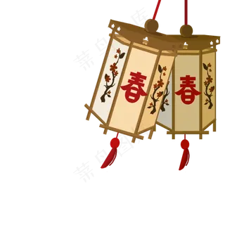 元宵节节日灯笼漂浮挂件,免抠元素