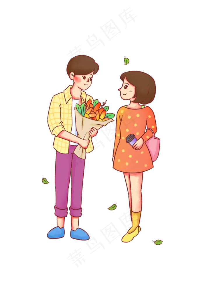 手绘漂亮花束情人节