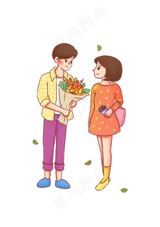 手绘漂亮花束情人节