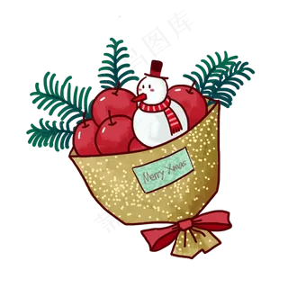 手绘圣诞节的平安果PNG免抠素材