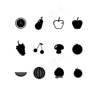 图标黑白水果图标