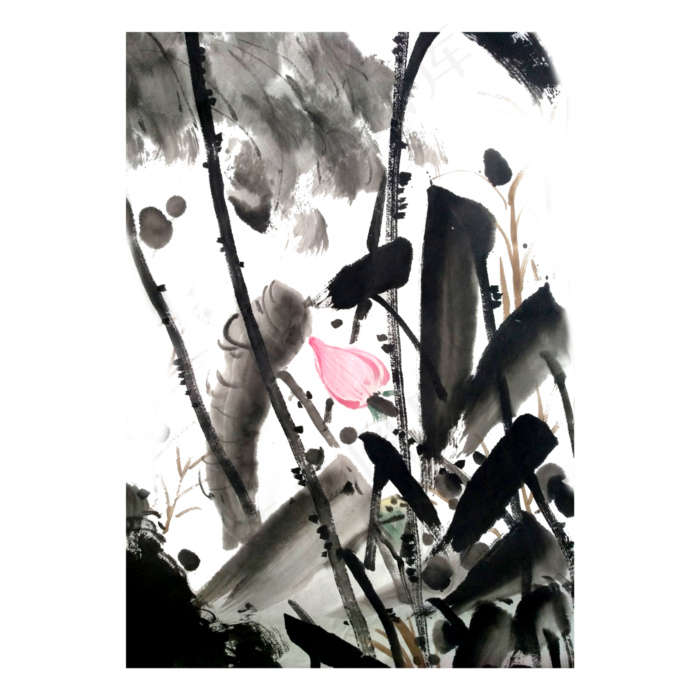 水墨荷花尖尖角文人画意境PNG