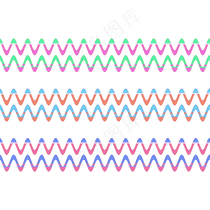 彩色波浪线,免抠元素