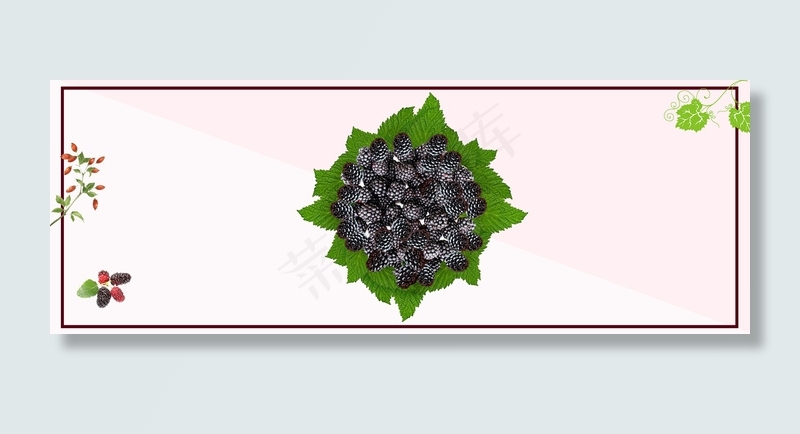 桑葚促销粉色简约banner