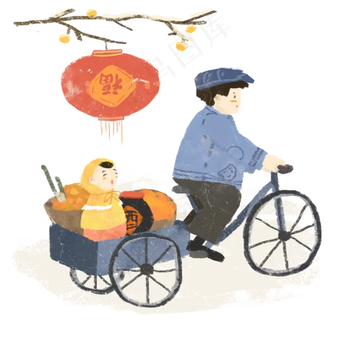 北京复古小人北方人力三轮父女冬,免抠元素(3000X3000(DPI:300))psd模版下载