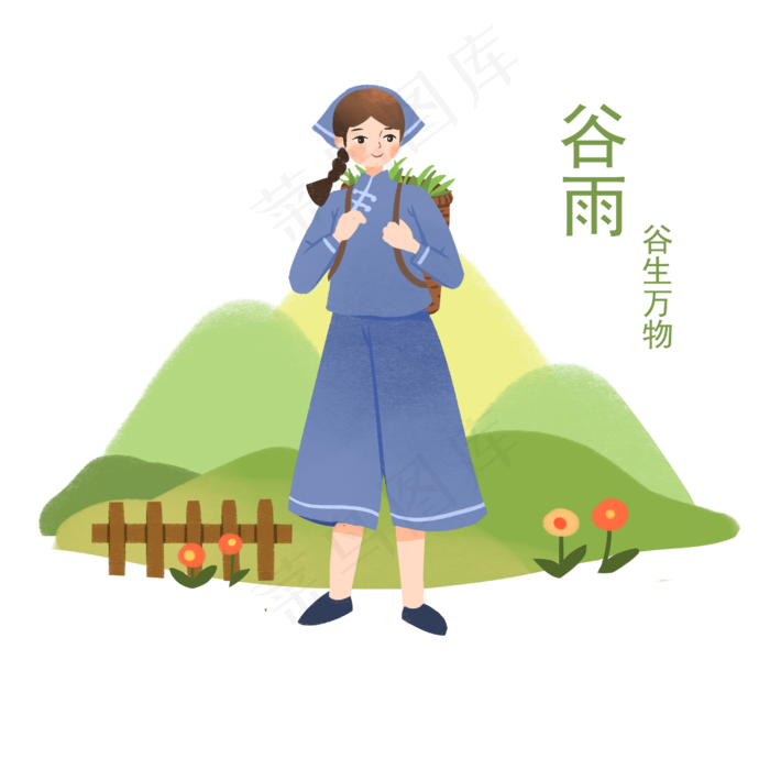 谷雨漂亮的小女孩(2500X2500(DPI:300))psd模版下载