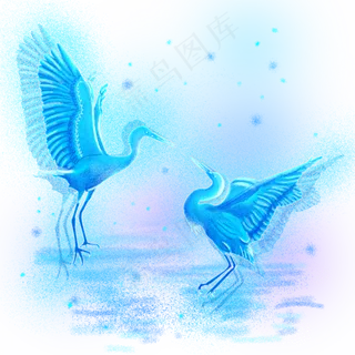 梦幻水上仙鹤鸟类,免抠元素
