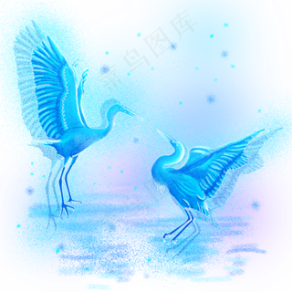 梦幻水上仙鹤鸟类,免抠元素