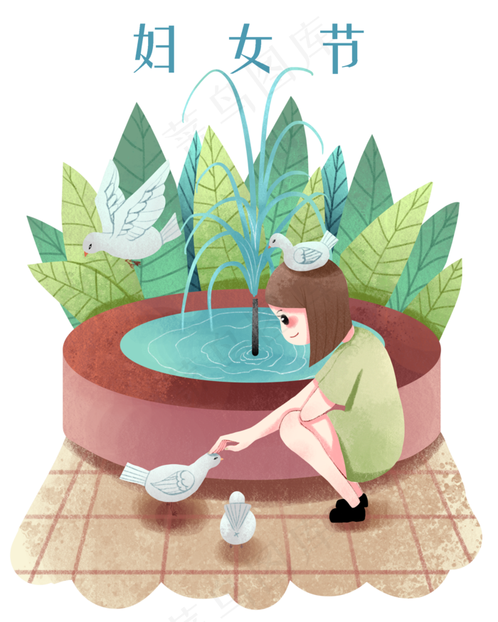妇女节人物和鸽子