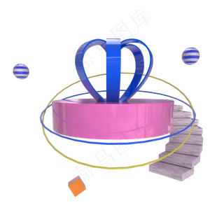 C4D立体618电商漂浮小展台