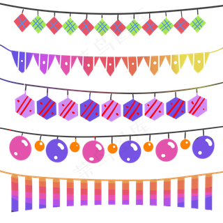 彩旗旗子三角形五角星几何体大集,免抠元素