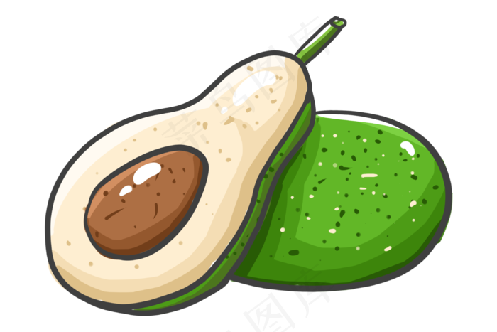 美味水果牛油果插画