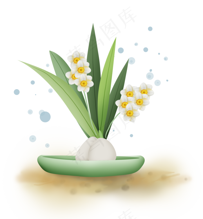 古风盆栽水仙花