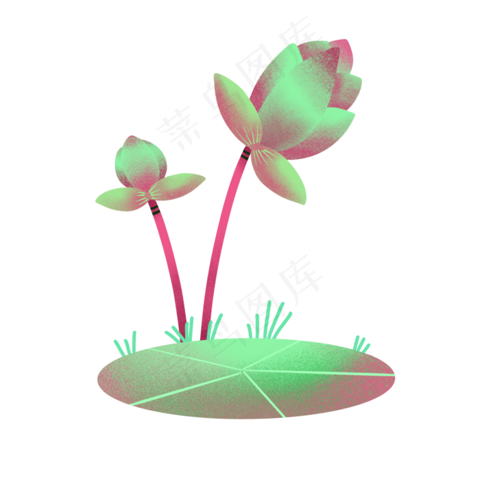 梦幻彩色荷叶荷花(2048X2048(DPI:132))psd模版下载