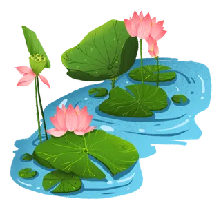 池中的一簇荷花免抠元素