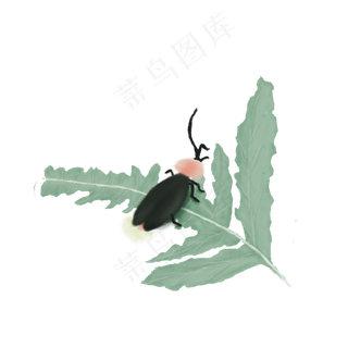 水彩夏至萤火虫PNG素材