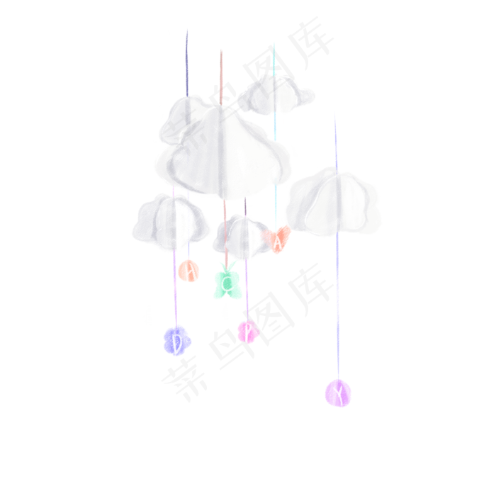 六一儿童节蜡笔云朵字母挂饰(2050X2050(DPI:299))psd模版下载