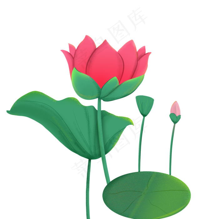 噪点风格荷花插图下载