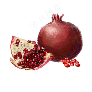 手绘卡通红色水果石榴元素