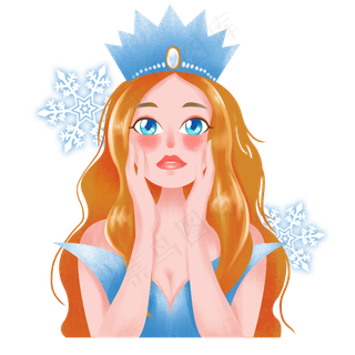 卡通三八妇女节美丽女性之冰雪女,免抠元素