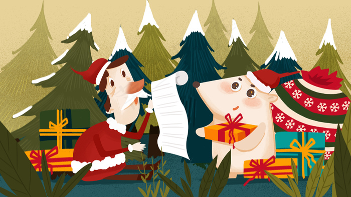 圣诞节节日手绘插画