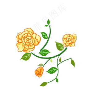 简约卡通小清新黄色玫瑰画