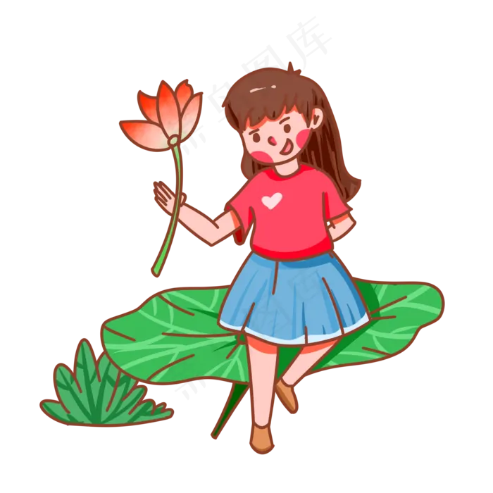 夏天坐在荷叶上的女孩(2000X2000(DPI:299))psd模版下载