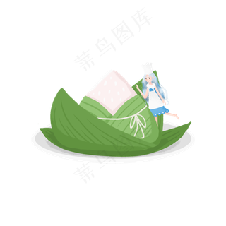端午节包粽子的女孩