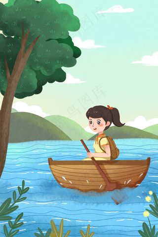 劳动节出游湖面划船