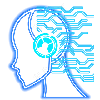 蓝色科技感机器人头部,免抠元素