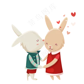 亲吻情人节情侣亲吻兔