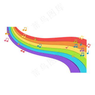 拼贴风格音符卡通彩虹元素,免抠元素