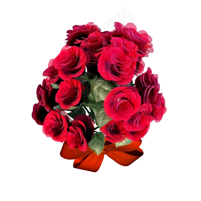 红色玫瑰花束png图(2000X2000(DPI:300))psd模版下载