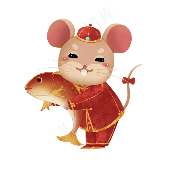 2020鼠年锦鲤子鼠,免抠元素(2000X2000(DPI:300))psd模版下载