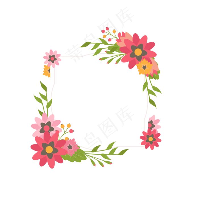 夏季夏至夏天画框花朵免扣素材ai矢量模版下载