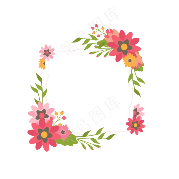 夏季夏至夏天画框花朵免扣素材ai矢量模版下载