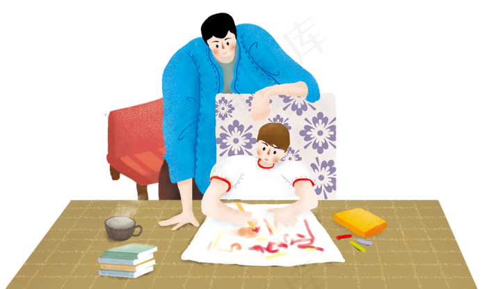 父亲节卡通温馨亲子主题插画
