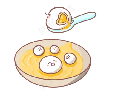 手绘水果拟人汤圆