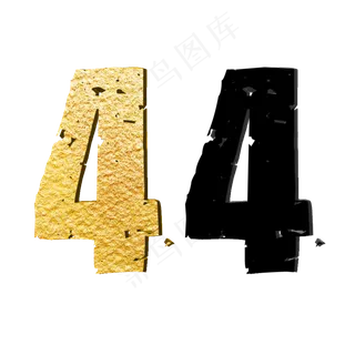数字4金色黑色岩石