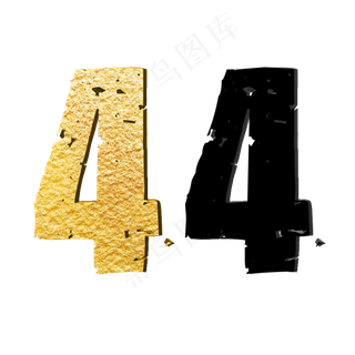 数字4金色黑色岩石