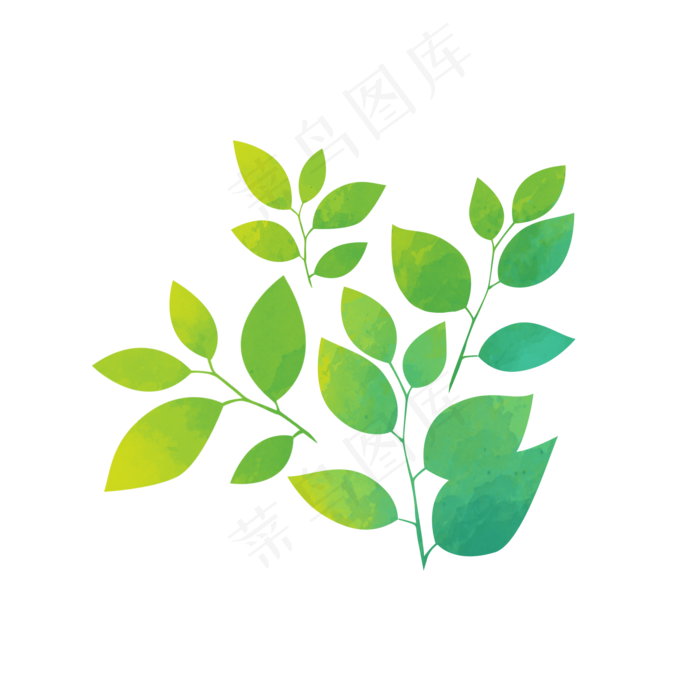 手绘水彩绿植装饰(2000X2000(DPI:300))psd模版下载