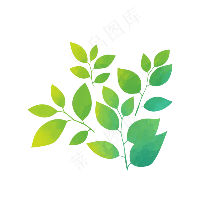 手绘水彩绿植装饰(2000X2000(DPI:300))psd模版下载
