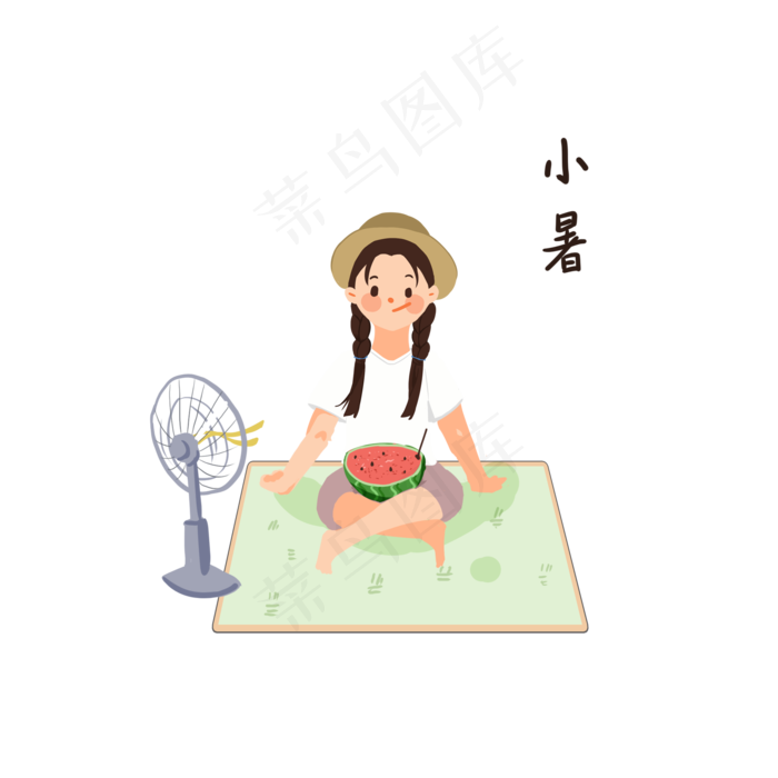 夏季小暑消暑西瓜女孩