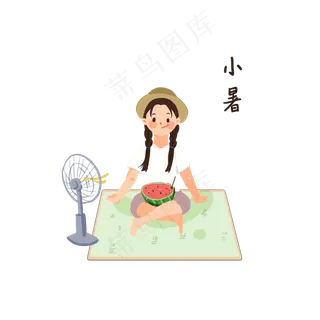 夏季小暑消暑西瓜女孩