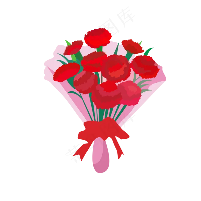 手绘母亲节康乃馨大花束免抠素材(2000*2000px 300 dpi )ai矢量模版下载