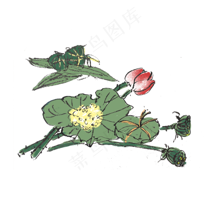 端午节吃粽子水墨手绘(4000X4000(DPI:300))psd模版下载